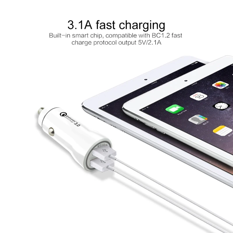 QC 3.0 5 V 3.1A المزدوج USB ميناء متعددة وظيفة سيارة شاحن هواتف xiaomi لفون XS ماكس السيارات سامسونج المحمول الهاتف التلقائي شاحن