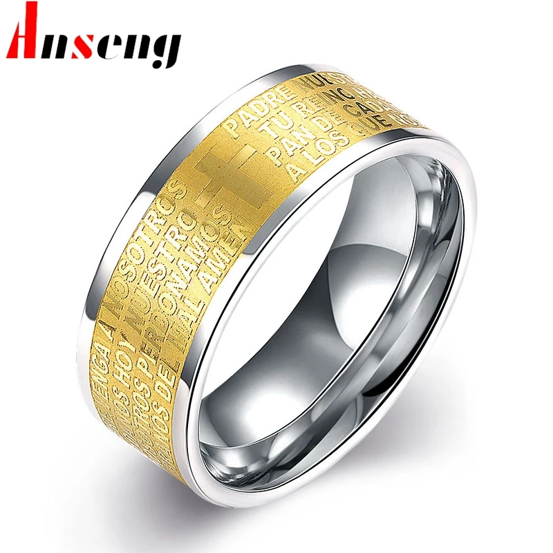 anseng gold color personalized letter men rings classic titanium steel wedding finger rings male jewelry gift - Male Wedding Rings anseng gold color personalized letter men rings classic titanium steel wedding finger rings male jewelry gift - Male Wedding Rings