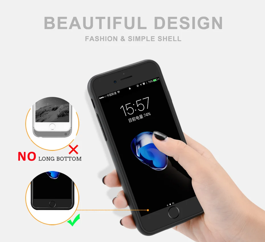 HORUG чехол для зарядного устройства для iPhone 6, 7, 8, 6s Plus, чехол для аккумулятора, внешний аккумулятор, чехол для зарядки s, зарядное устройство, ультра тонкий внешний чехол