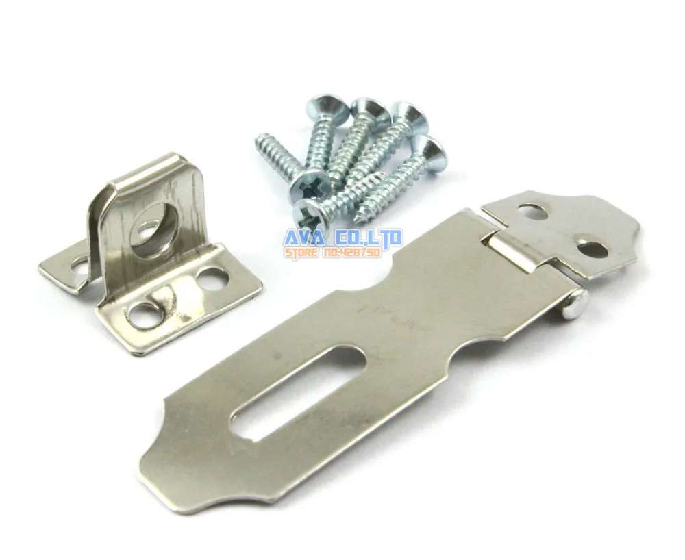 Size : 4 inch MUMA 2pcs Metal Lock Hasp Door Bolt Latch Buckle With Padlock And Key For Locking Shed Doors Cabinets Boxes Furniture