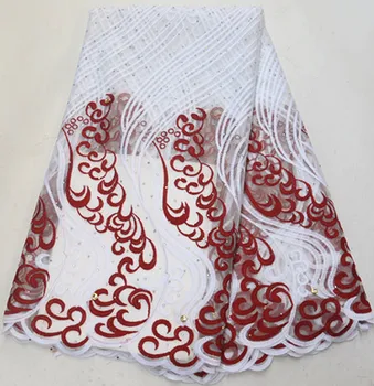 

5yards white lace fabric african lace fabric 2019 african french lace fabric with stone nigerian lace fabrics for dress PS-Q123