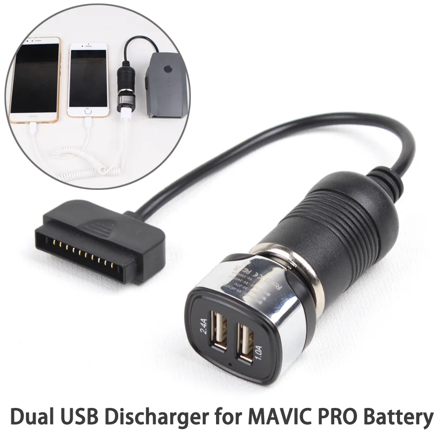 Dual USB Car Charger Smartphone Tablet Outdoor Charger with Battery Energy Conversion Line for DJI MAVIC