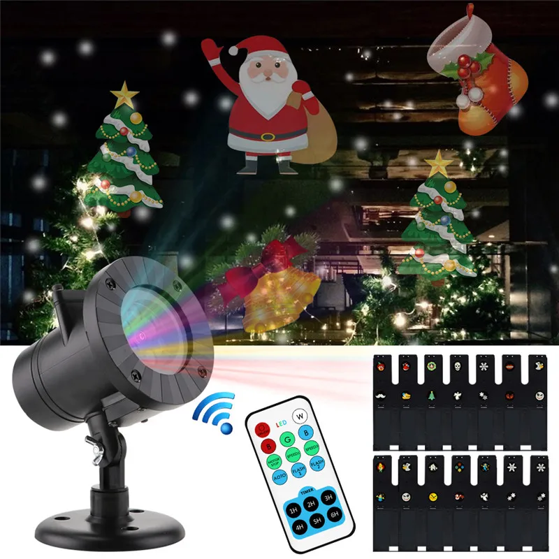Koop Outdoor Moving Sneeuwvlok Laser Projector Lampen 12 Kaarten Kerst LED Light Waterdicht Tuin Landschap Decor Lampen Podium Verlichting
