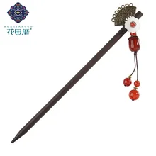 Этнический сплав цветок лэмпворк для женщин палочки для волос красный баррель декоративные украшения для волос аксессуары винтажные FZ-18043-1