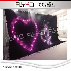 Flyko Оптовая подгонять размер светодиодные видео ткань/led подсветкой этап фоне p10cm 4 м x 6 м под занавес