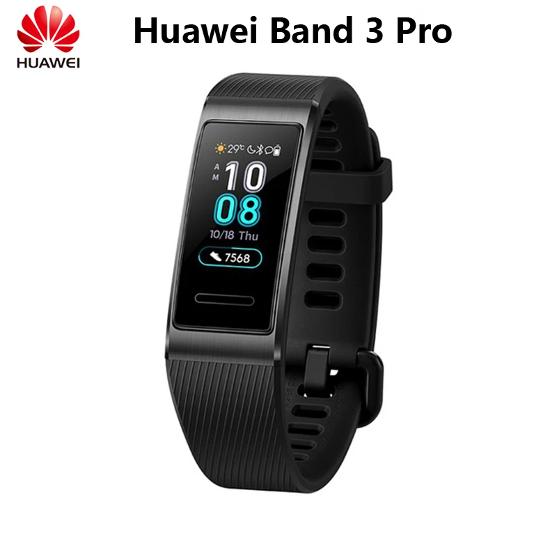 Stock Original Huawei Band 3 Pro GPS Smart Band Metal Frame 0.95inch Screen Waterproof Fitness Heart Rate Sleep