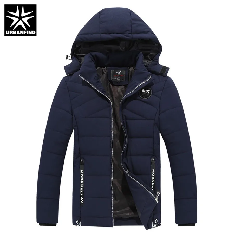 

URBANFIND 2018 Winter Men Jacket Coats Windproof Male Warm Cotton Padded Men Autumn Thicken Hooded Jacket Plus Size L-4XL