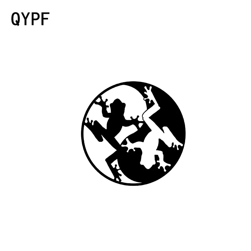 QYPF 12 7 см * Милая лягушка Инь Ян Виниловая наклейка для автомобиля мотоцикла