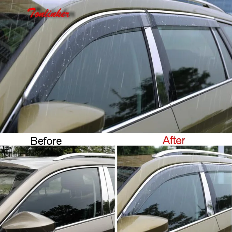 

Tonlinker Cover Sticker for SKODA KODIAQ 2017-18 Car Styling 4 PCS ABS Plastic Door Exterior Awnings & Shelters Cover stickers