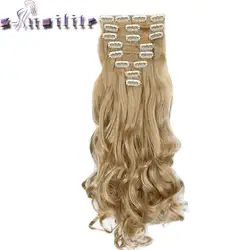 S-noilite зажим в наращивание волос 8 шт./компл. 24 дюймов 61 см длинные волнистые термостойкие накладные волосы синтетические черные коричневые