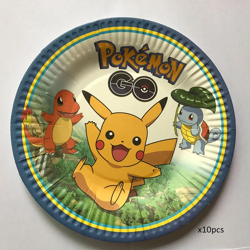 Pokemon Go тематическая вечеринка на день рождения украшения Дети 10 человек Покемон вечерние принадлежности Набор посуды бумажные тарелки подарок для ребенка - Цвет: plate X10