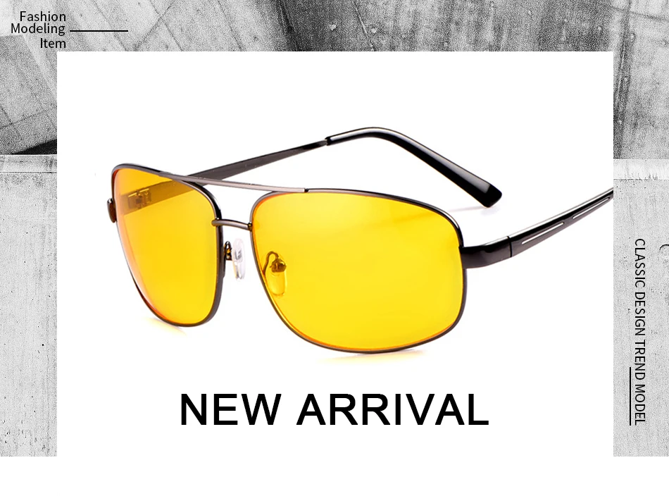 Горячая Распродажа! Мужские очки ночного видения для вождения, желтые линзы, антибликовые очки для безопасности вождения, винтажные очки унисекс