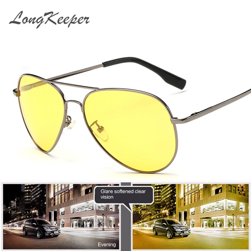 

LongKeeper Night Yellow Sunglasses Women Men Brand Oversized Driving Goggle Accessories Eyewear Lunette De So 100% Polarized