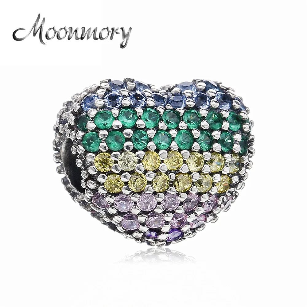 

Moonmory Open Your Heart Rainbow Clip Bead For DIY Jewelry Making 925 Sterling Silver Color Stone Clip Bead Silver 925 Jewelry