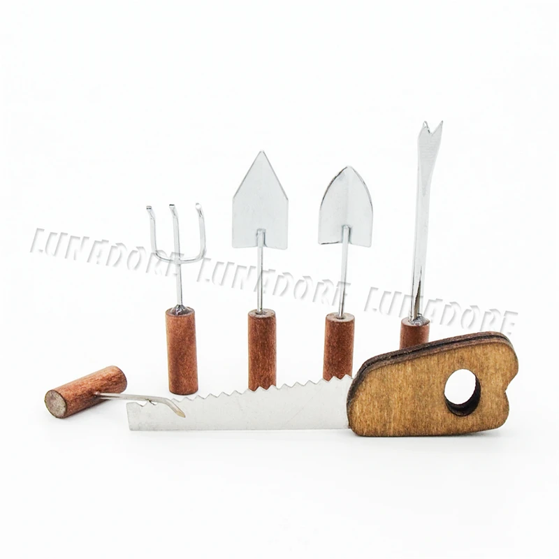 6PCS Odoria 1:12 Miniature Gardening Tools Model Set for Dollhouse Fairy Patio Outdoor Accessories