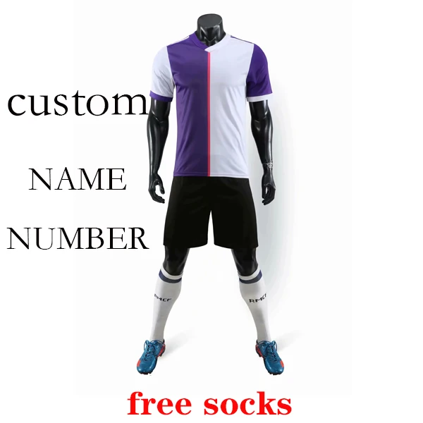 Футбольная Спортивная форма для мужчин и детей, полный комплект для футбола, детские костюмы с короткими рукавами, носки для взрослых мальчиков, тренировочная команда, рубашки на заказ, DIY - Цвет: custom name number