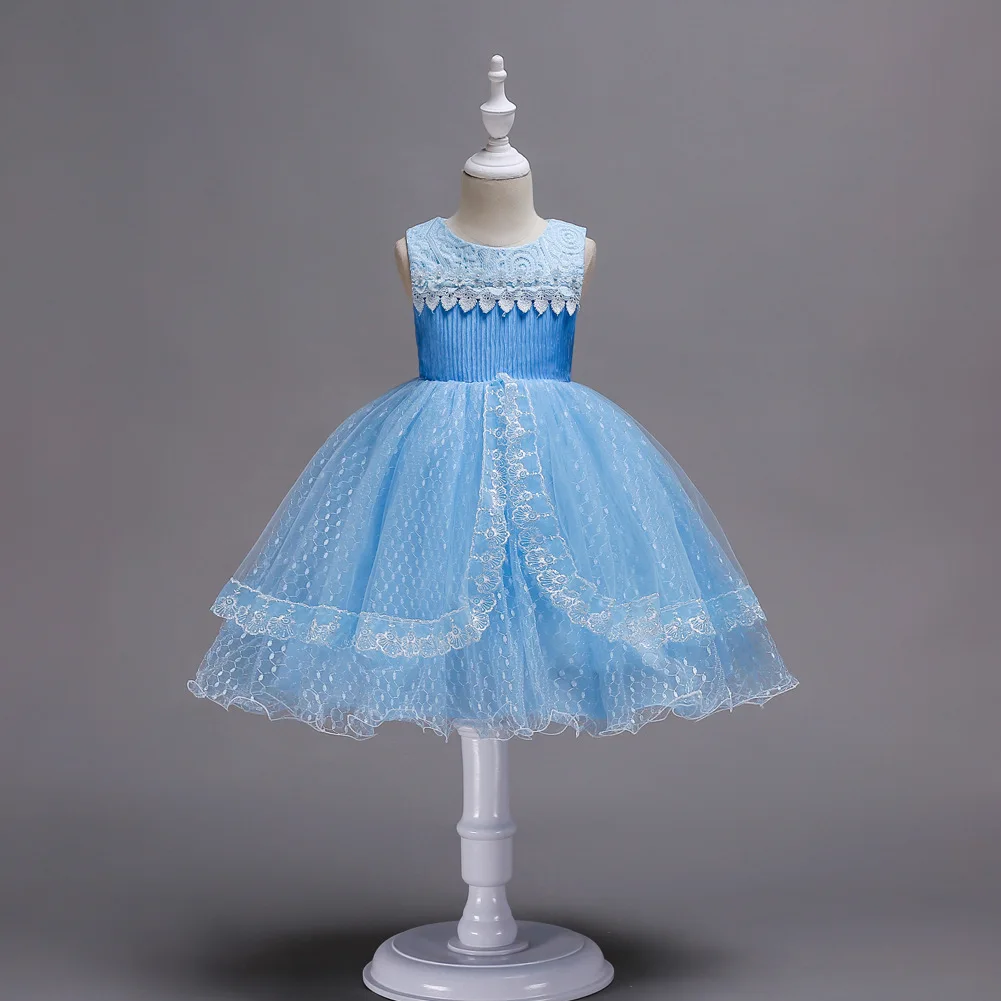 2019 платья в европейском и американском стиле кружевное бальное платье принцессы с цветочным узором и бантом для девочек модное красивое
