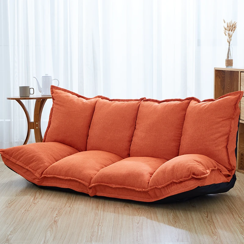 Linen Fabric Upholstery Adjustable Floor Sofa Bed Lounge Sofa Sleeper Floor Lazy Couch Living Room Furniture Video Gaming Sofa