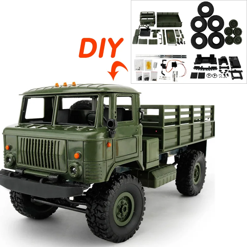 

B-24/WPL RC Military Truck Four-wheel Drive Climbing Vehicle Toy Truck 4 Channel DIY Racing Car 3d Assembled Car Toy