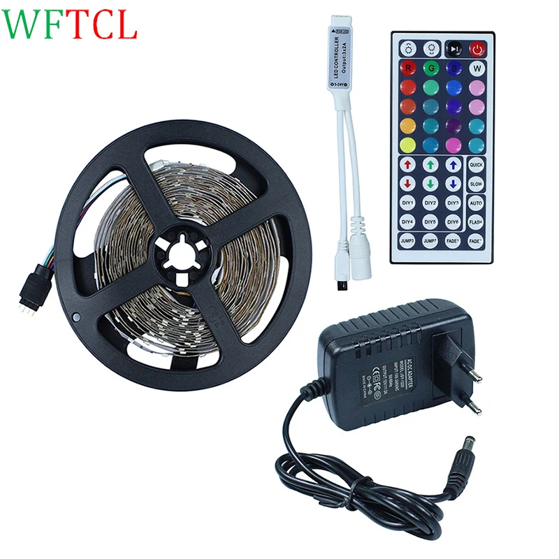 RGB Светодиодные ленты 5050 SMD 5 м 150 светодио дный S + 12 В 3A Мощность адаптер питания 44Key