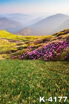

Outdoor Photo Background 150x200cm Photography Props Blanket Purple Flowers Hazy Mountains Fantasy Scenery Custom Field Backdrop