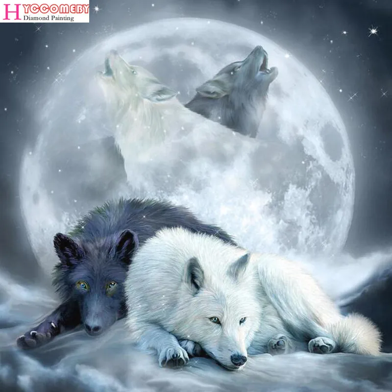 

5d DIY diamond painting animal wolf full square / round diamond mosaic diamond embroidery wolf month cross stitch home decoratio