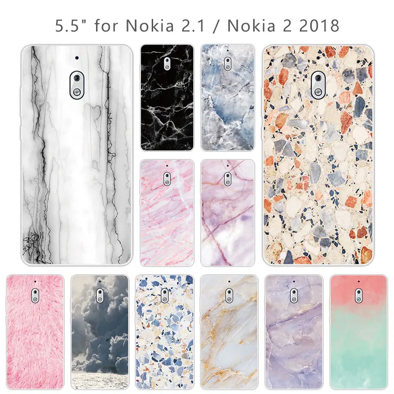 For Nokia 2.1 2018 Case Back Cover for 2 Phone Covers Stone Clear Soft Silicone Full Protective Slim DIY Capa |