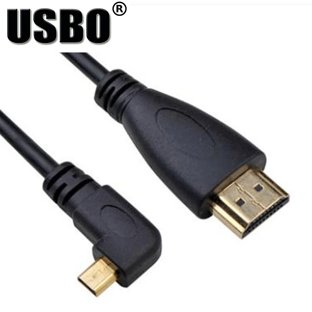 

Black high density speed Gold Plated plug HD connector monitor Micro HDMI Left Bend male to male HDMI extension cable
