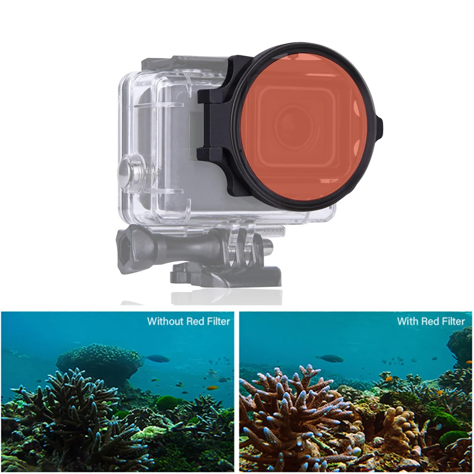 

Hero 5 6 7 Action Camera Diving Red Filter With Macro Lens on Waterproof Case For GoPro Hero 5/6/7 Black Sport Camera Accessory
