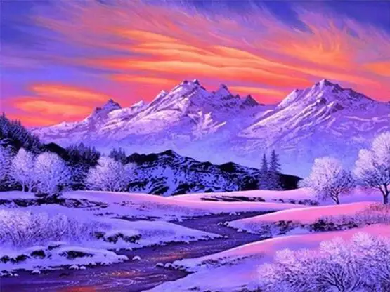 

30X40CM(12"X 16") Snow Mountain Landscape Full Drill Put Embroidery Diamond Painting Cross Stitch Kit Mosaic Home Decor ZC0711