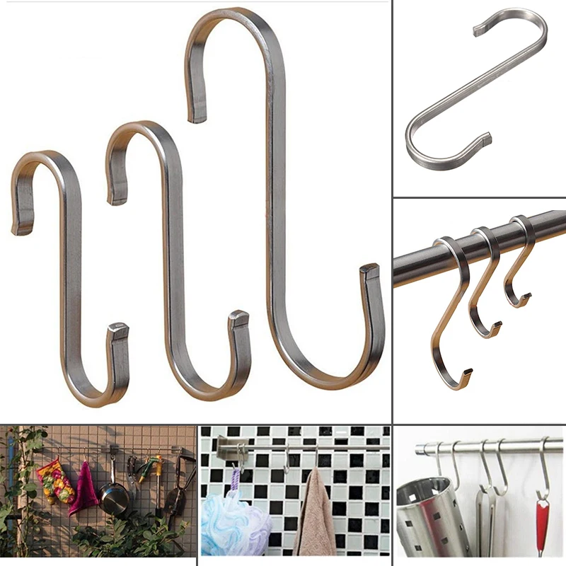 S-образные Крючки из нержавеющей стали, мощная кухонная вешалка, застежка, вешалка для одежды, вешалка, инструменты для дома
