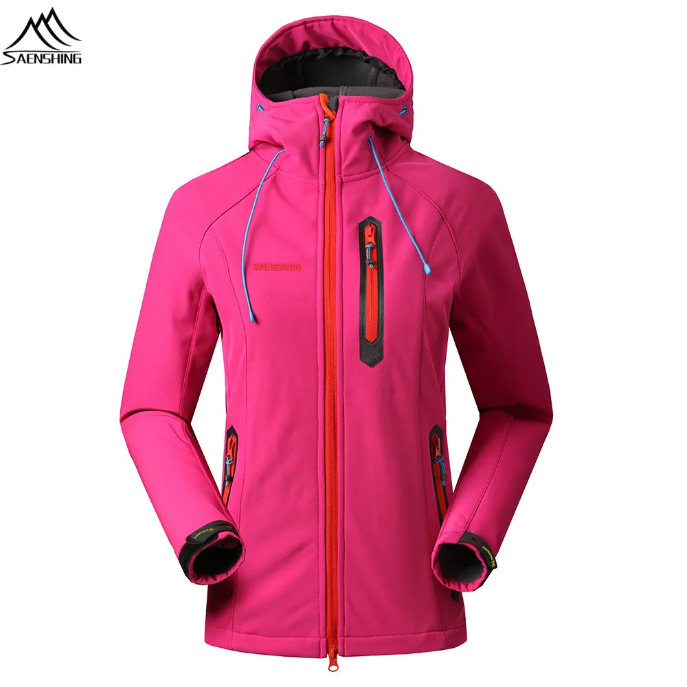 SAENSHING Rain Jacket Women Waterproof Softshell Jacket Outdoor Camping