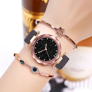 

Luxury Pink Red Women Watch Starry Sky Magnetic Mesh Band Quartz Wristwatch Diamond Watches relogio feminino montre femme A40