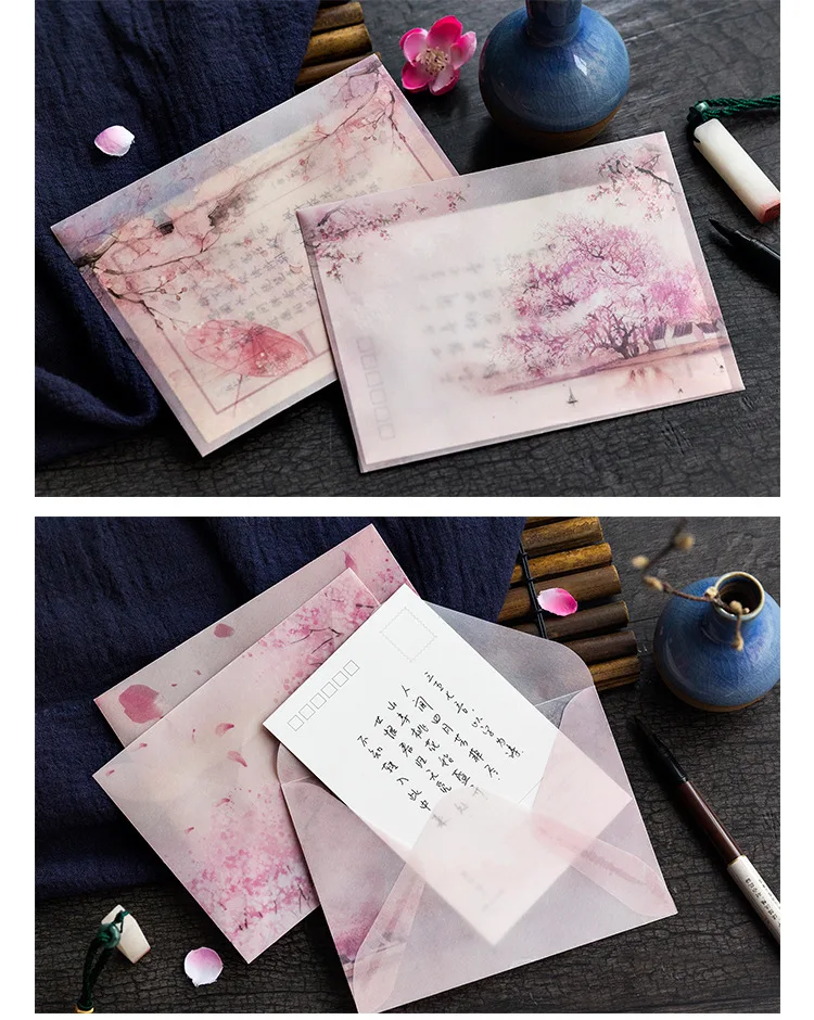 Mr paper 3 шт./лот 4 вида конструкций масло бумажные конверты с упаковочные наклейки Сакура Вишневый цветок Креативный розовый каваи подарочные