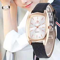 WJ-8552 брендовые кожаные часы Роскошные Классические наручные часы модные повседневные прямоугольные кварцевые наручные часы женские часы