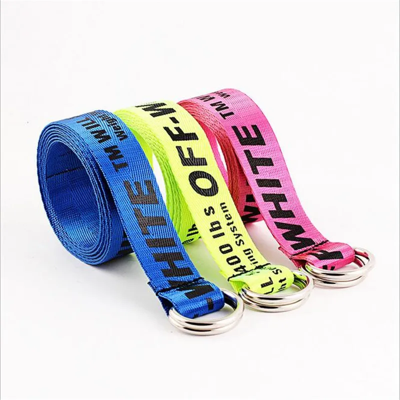 

SOEI Punk Belts For Women Men Double Buckle Silver Belt Of The White Belt Men Women Fashion Letter Canvas Strap For Men Women