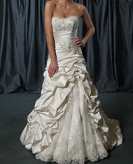 

2016 Hot Sale Strapless Long Satin Wedding Dress Bridal Gown New Arrival Bridal Dress Wedding Gowns Sleeveless
