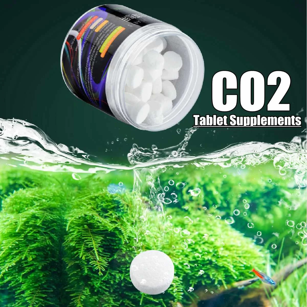 60 шт/120 шт Бутылка Белый Аквариум CO2 углекислый газ Effervescent таблетки для воды Трава Аквариум