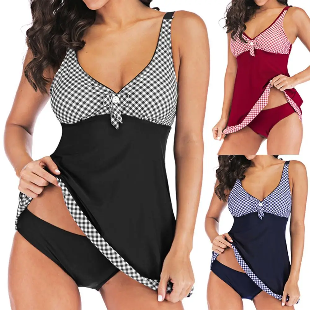 Tankini Sets with Boy Shorts Women Ladies Bikini Set Swimwear Push-Up Padded Bra