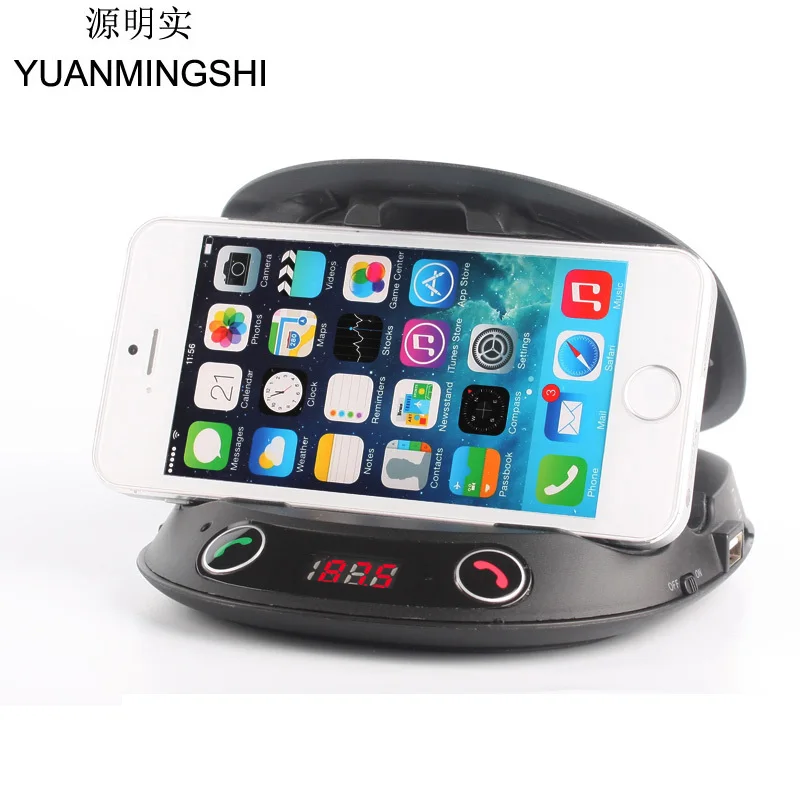 

YUANMINGSHI Bluetooth Handsfree Car FM Transmitter with Phone Holders With Mini Speaker And Mp3 Player For Car and In Home
