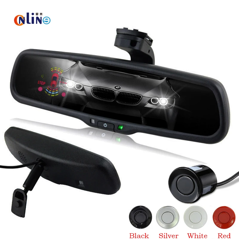 Kopen Originele beugel Auto Kamer Interieur Spiegel Automobiel parkeersensoren Reverse Radar Monitor Detector Systeem Tonen Afstand