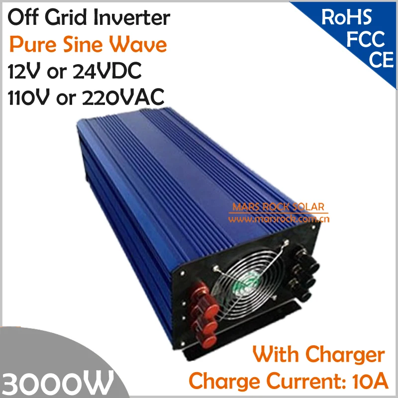 3000W DC12V/24V AC110V/220V Off Grid Pure Sine Wave Single Phase Inverter with Charger and LCD Screen | Обустройство дома