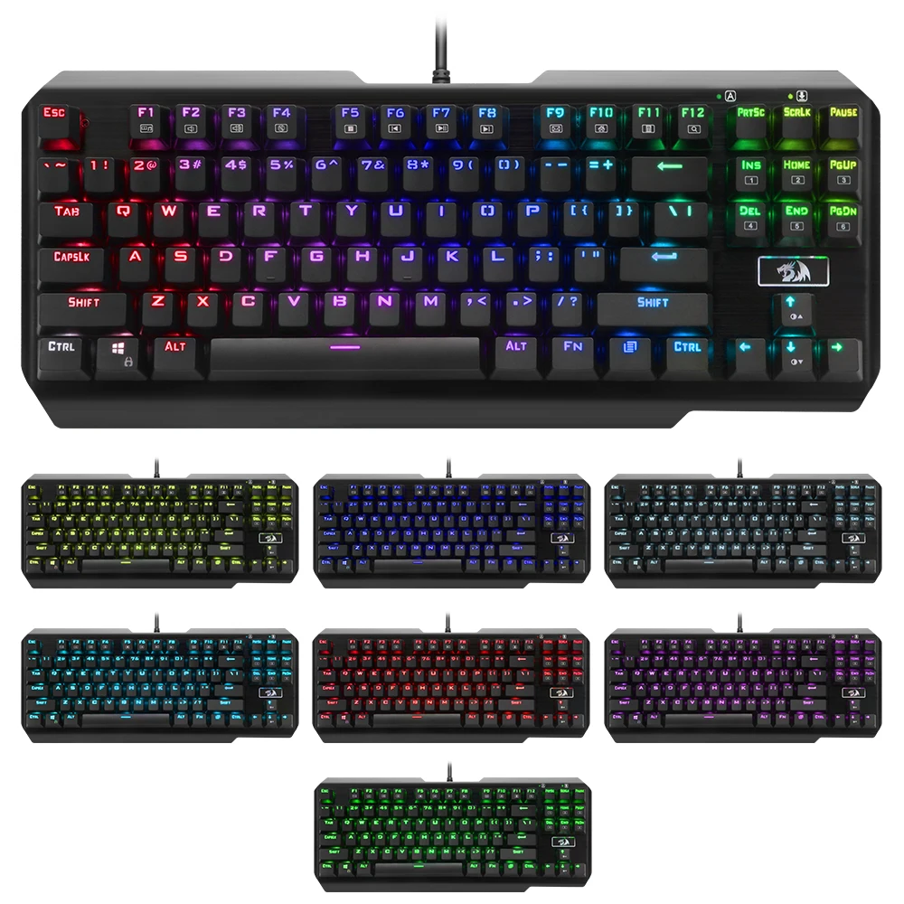Redragon USAS K553 RGB светодиодный подсветкой 87 клавиш анти-ghosting Механическая игровая клавиатура для геймера Outemu синий выключатели-ghosting