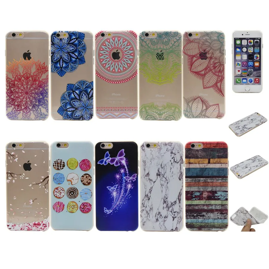 Для 6 S Плюс ясно кожа shell мягкий ультра тонкий ясности TPU печать мода case cover iPhone Plus