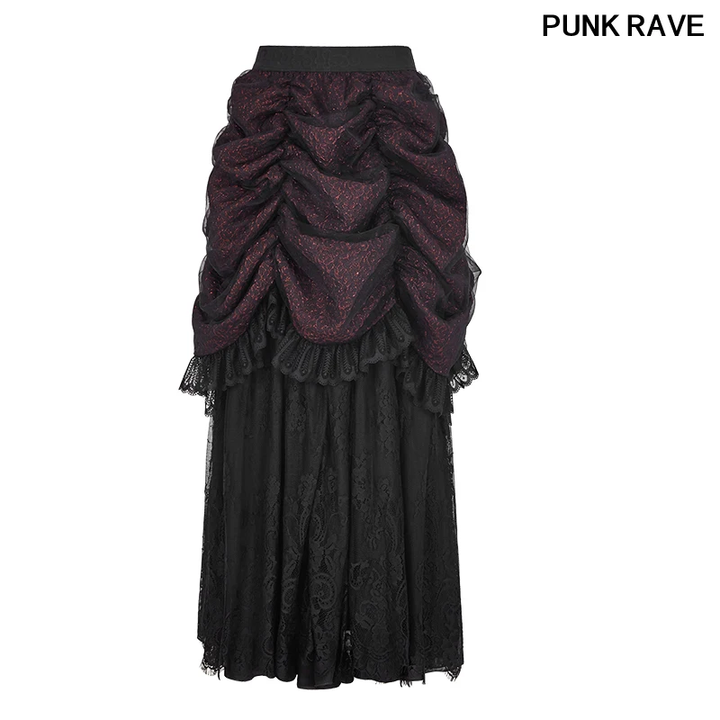 

Fashion Gorgeous Hem Has Three Layers Waist Rubber Band Bubble Effect Skirt Gothic popular Women Black Skirt PUNK RAVE Q-332