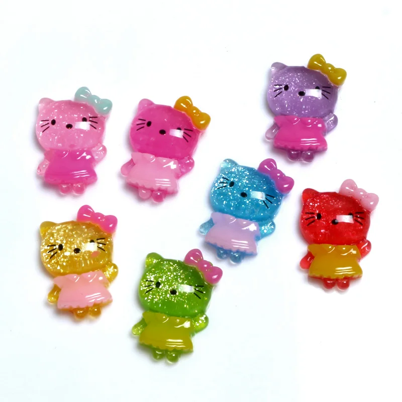 

50Pcs Mixed Resin Cats Decoration Crafts Kawaii Beads Flatback Cabochon Embellishments For Scrapbooking DIY Accessories