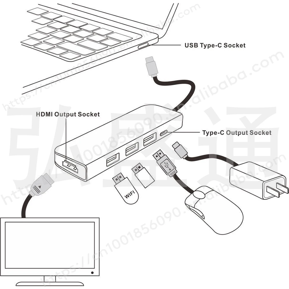 USB концентратор 5 портов Высокоскоростной USB 3,0 концентратор USB порт портативный OTG usb-хаб для Apple Macbook Air ноутбук ПК планшет