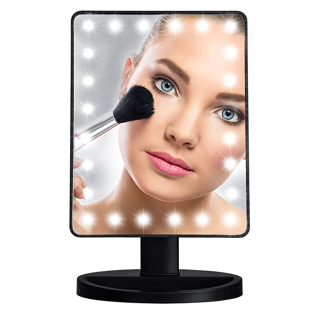  DONWEI LED Touch Screen 24 Light Makeup Mirror Table Desktop Makeup Mirrors Vanity Light Health Bea
