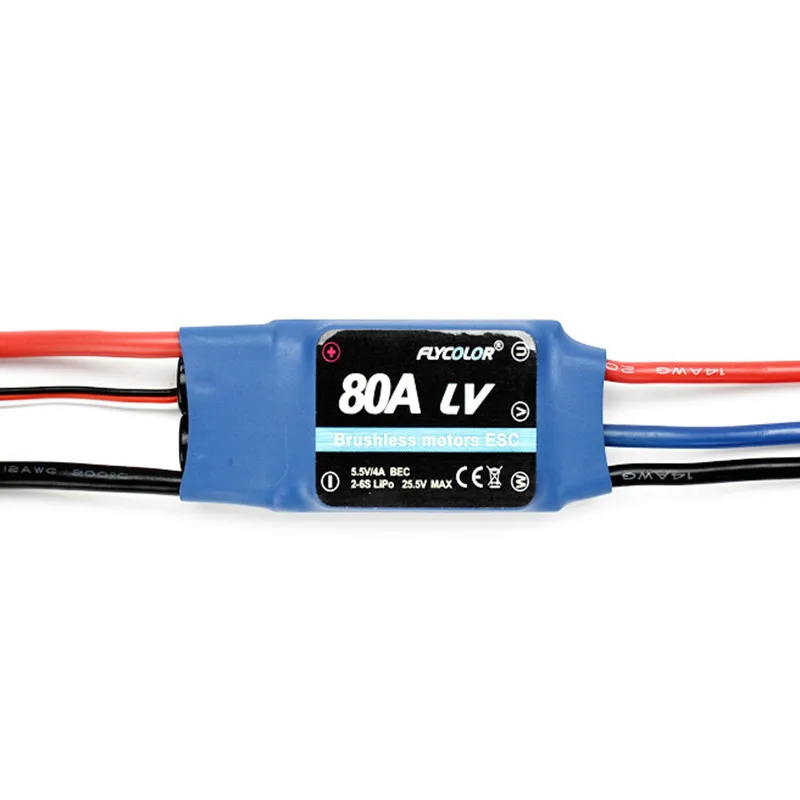 

Flycolor 80A RC brushless ESC 2-6S SBEC 5.5V/4A hobby model aircraft helicopter part accessories electronic speed controller
