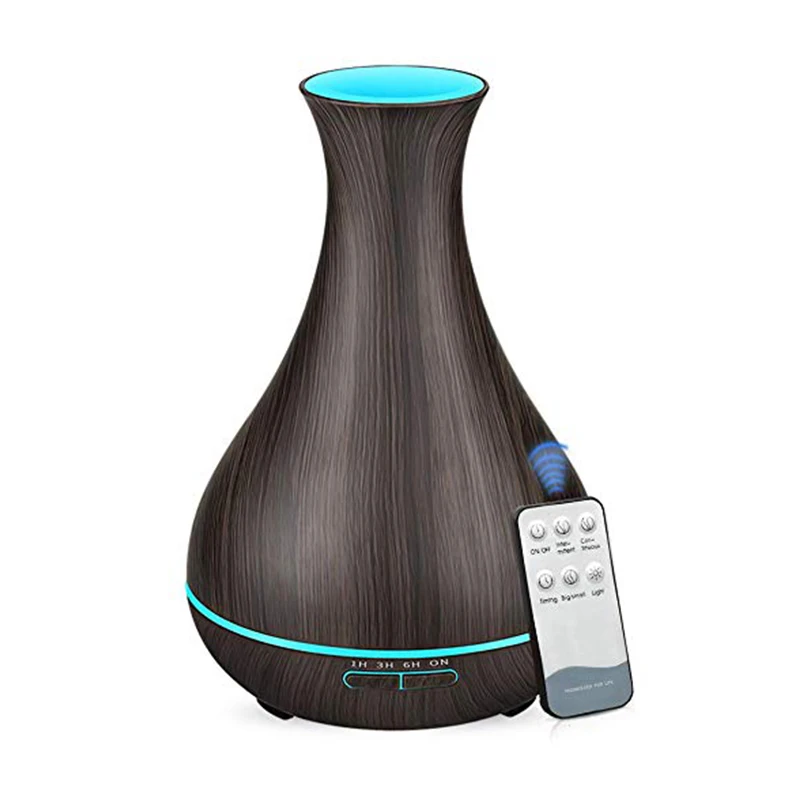 550ML Essential Oil Aroma Diffuser With Wood Grain Aromatherapy Diffuser 7 Color LED Lights For Home Ultrasonic Air Humidifier - Цвет: Dark Wood Grain